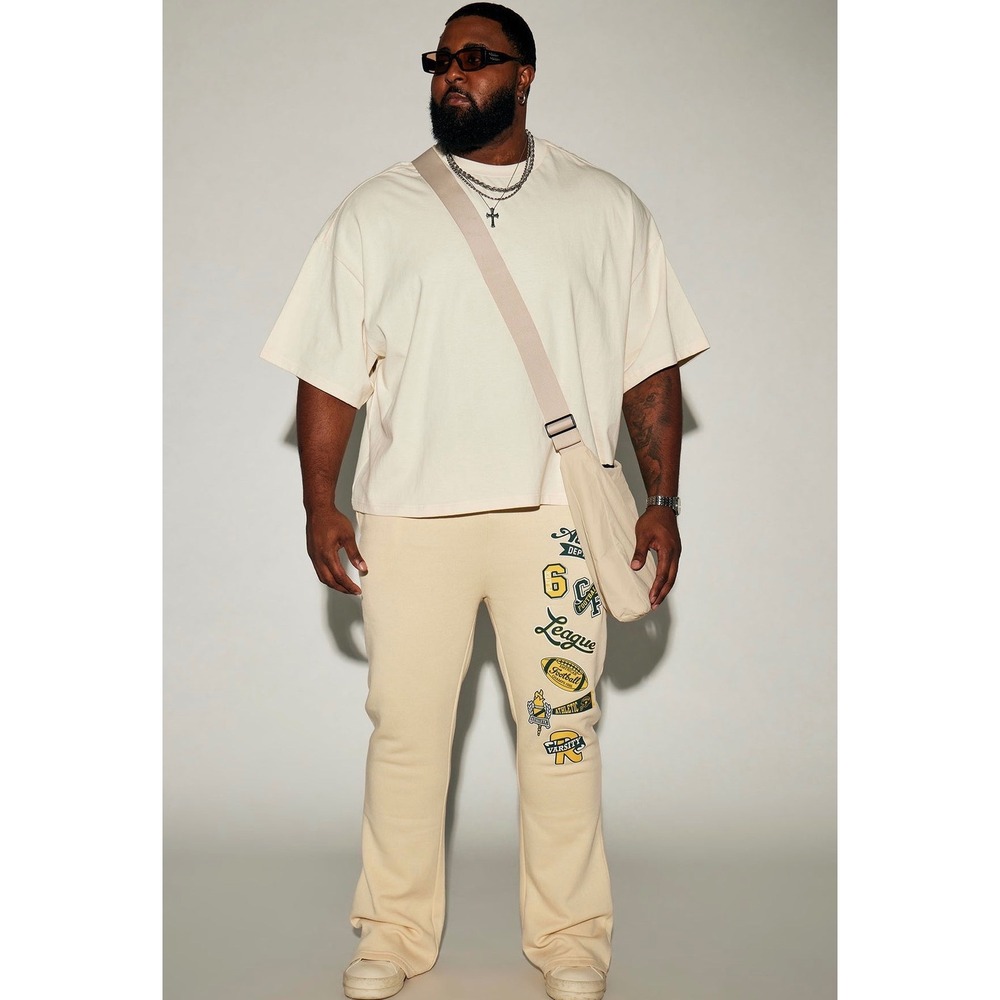 (A7) Fashion Nova Men Oversized Boxy T-Shirt Cream Off White L NWT Street Tee